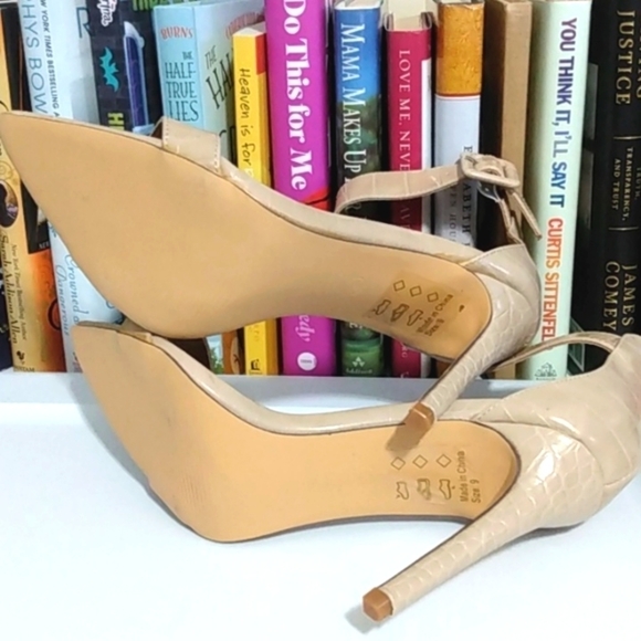SHOE REPUBLIC LA TAN POINTED TOE ANKLE STRAP HIGH HEELS SIZE 9 NWT - Picture 7 of 9